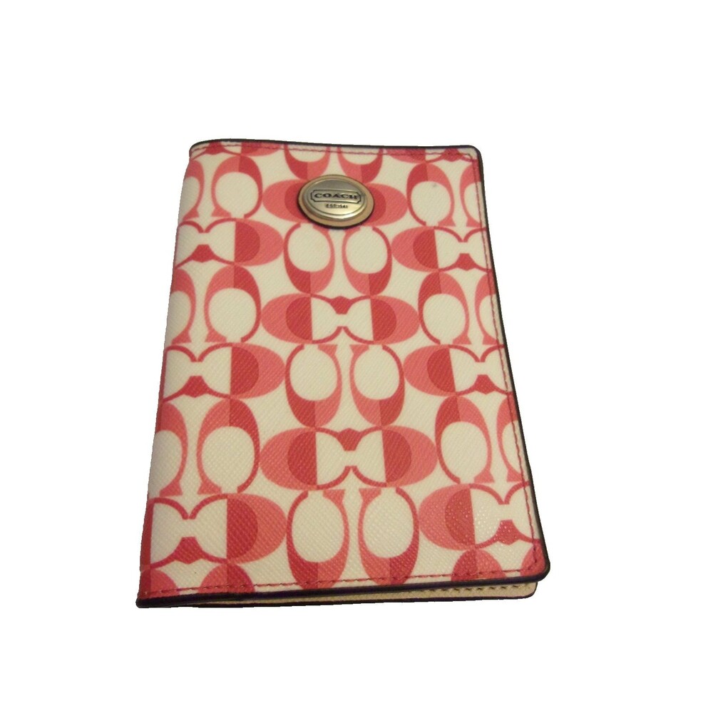 Coach Pink C's Passport Holder Coated Canvas Leather Card Slots